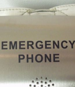 Stainless steel outdoor emergency call box. CO2 laser marking with Thermark. Accumark Inc Hudson WI.
