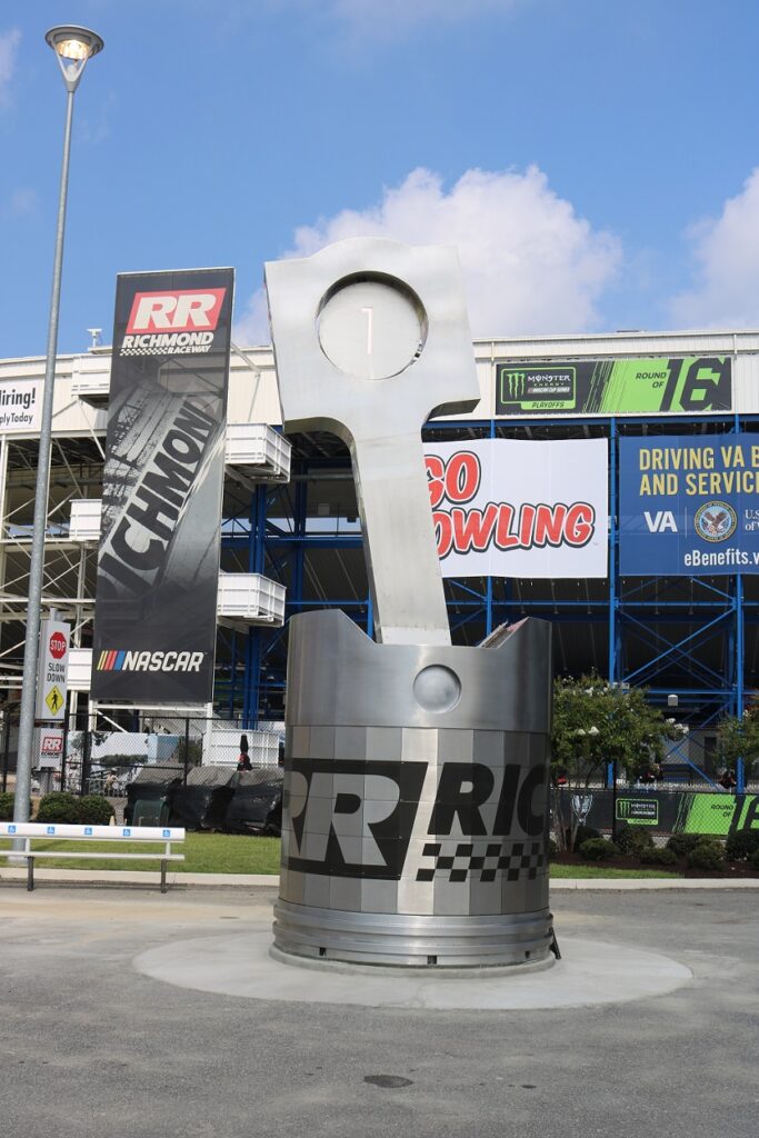 Richmond Raceway, piston monument. CO2 laser etched with Thermark. Accumark Inc Hudson WI.