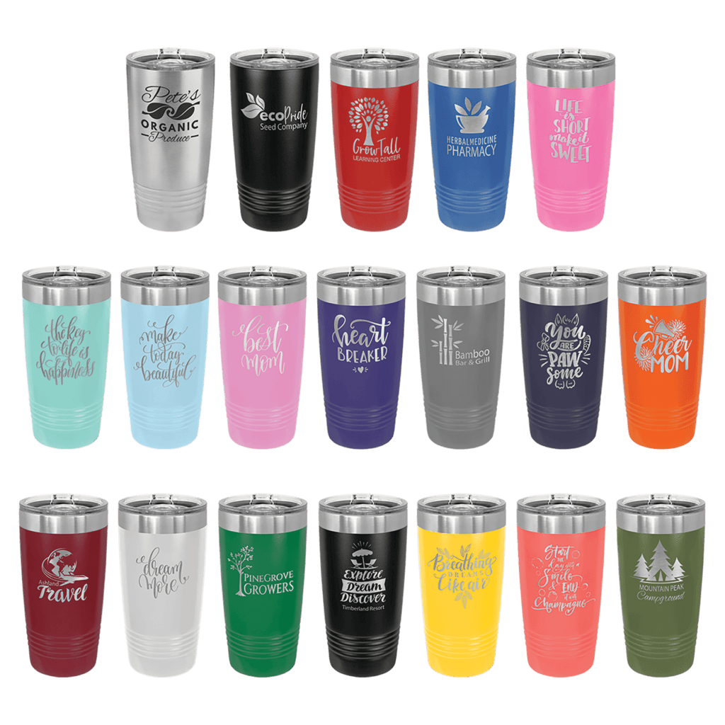 20oz Polar Camel, various colors, laser etched samples shown